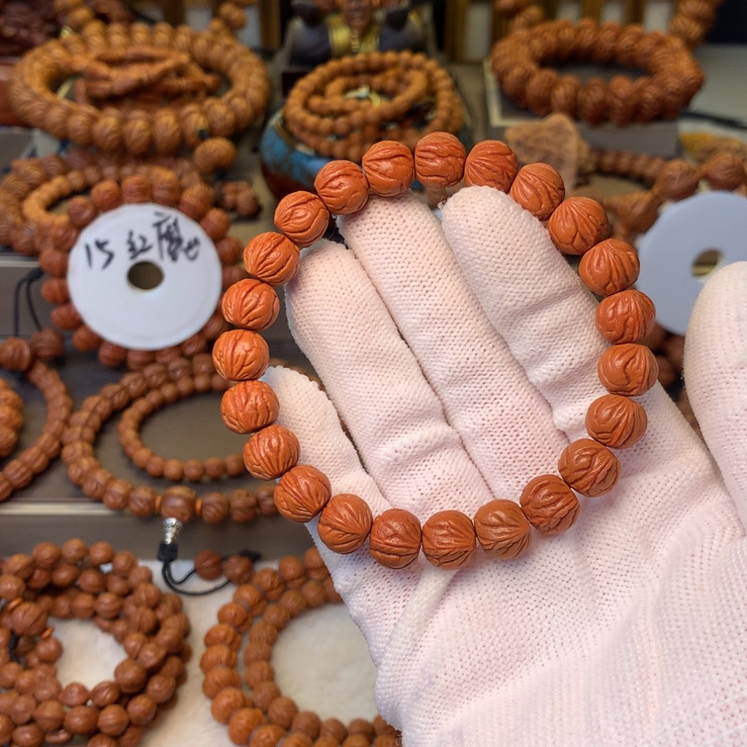 农***0桃核手串秦岭龙纹