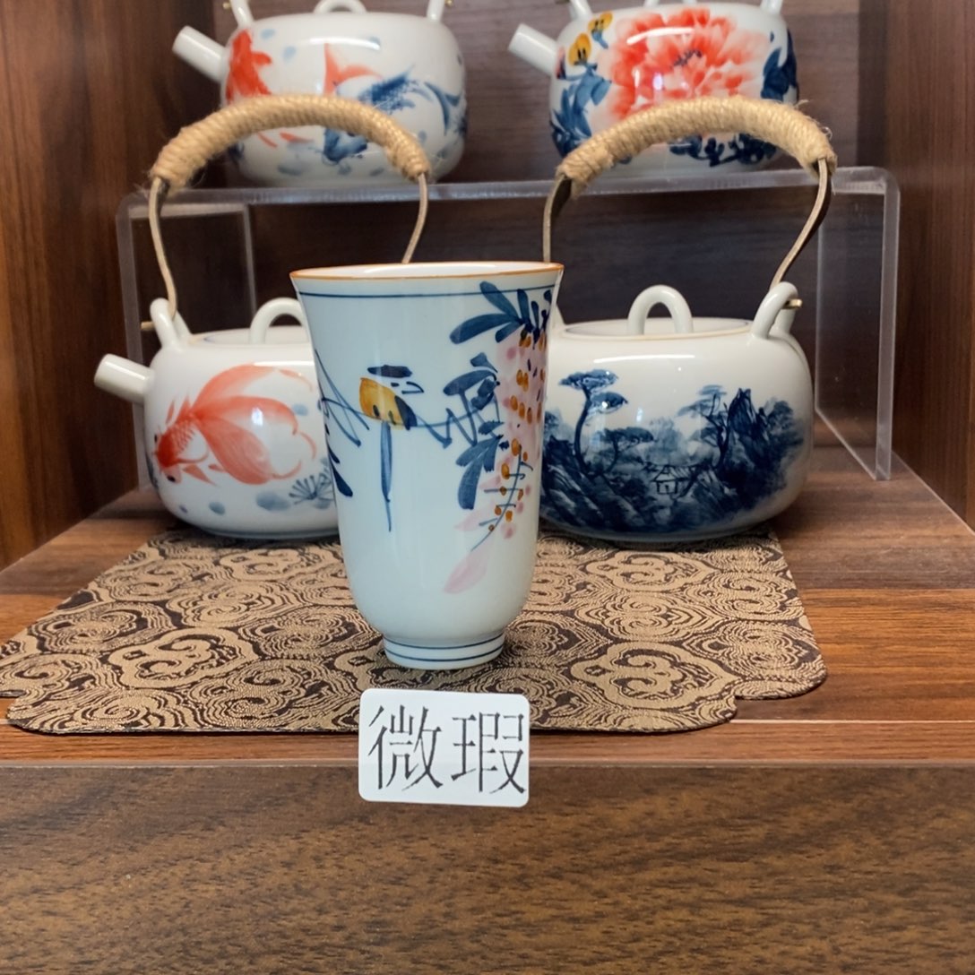 釉下彩老陶泥手工绘制