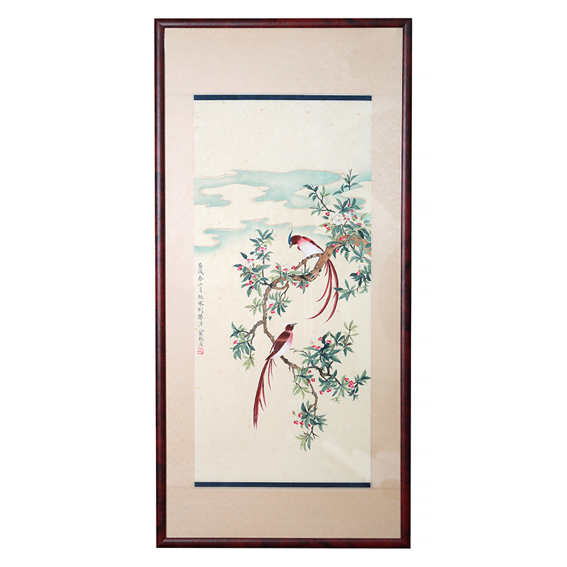 俞致贞-绶带鸟-90x41cm