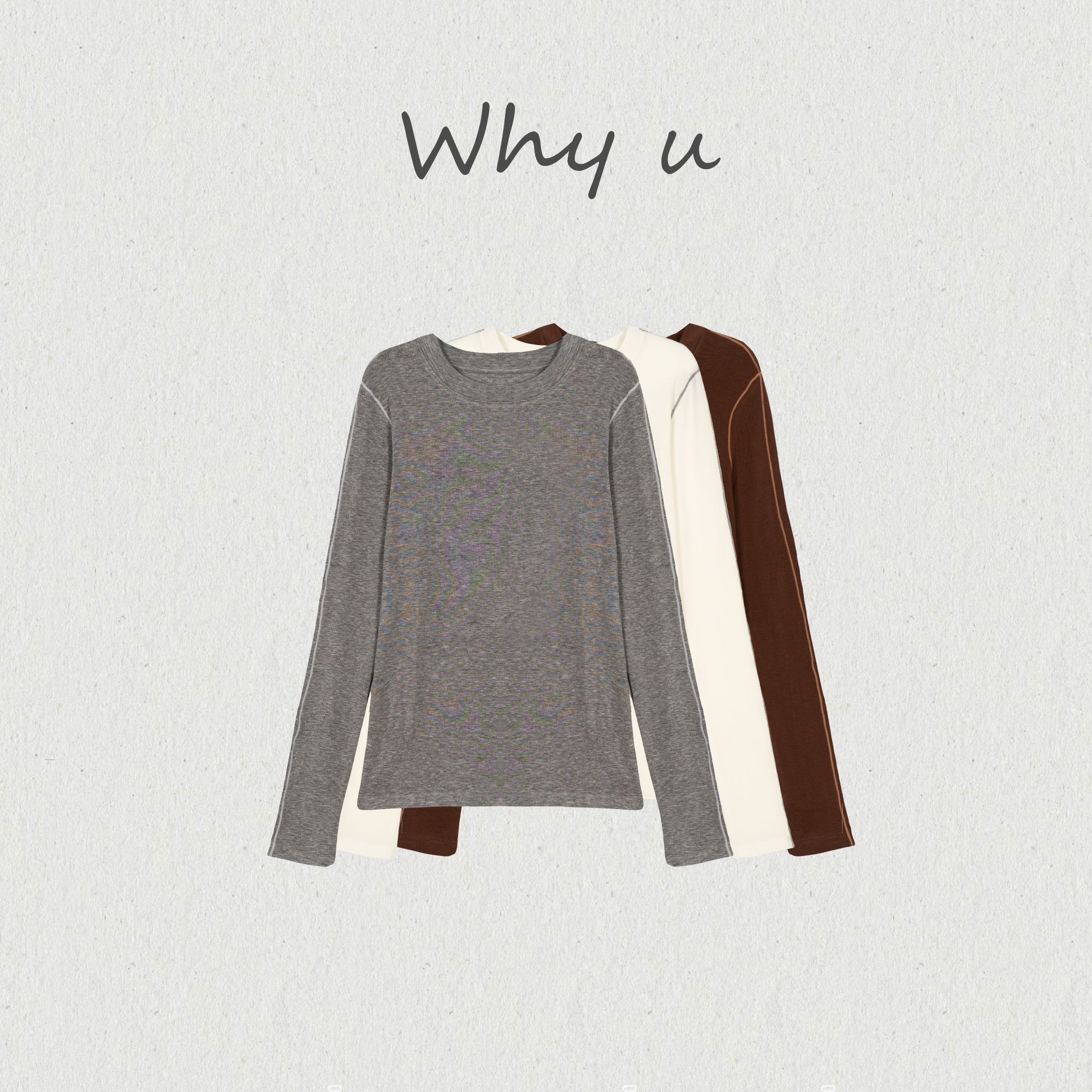 WHY U-25AW羊毛撞线磨毛加绒圆领内搭打底【玉露】