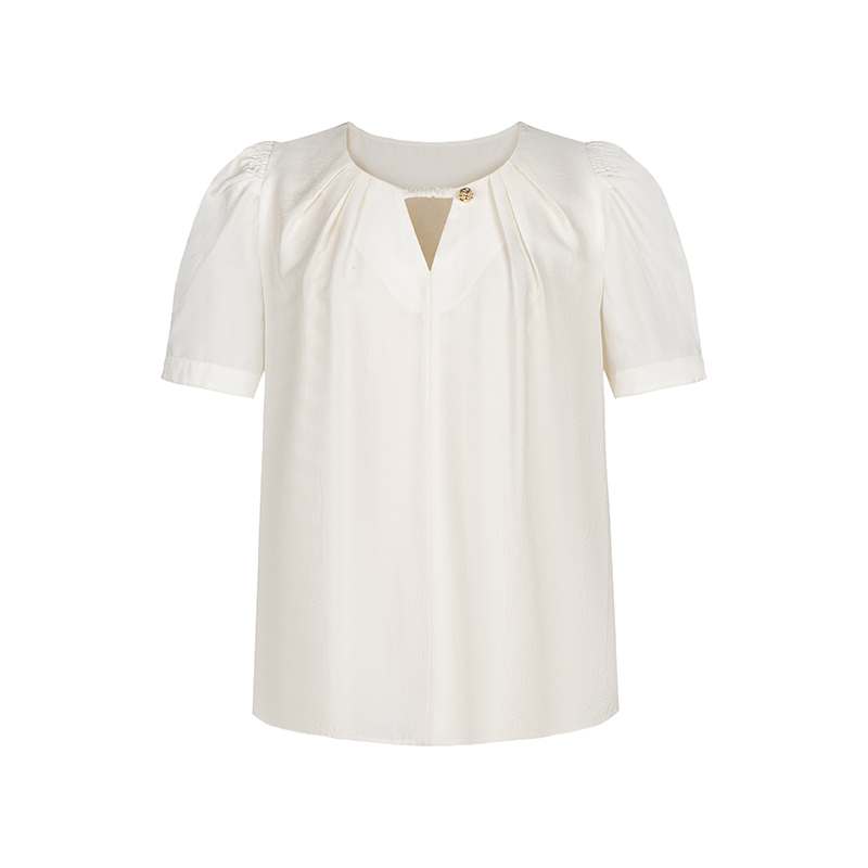 【丽公主】商场同款夏季新品圆领打褶设计上衣N025B42227