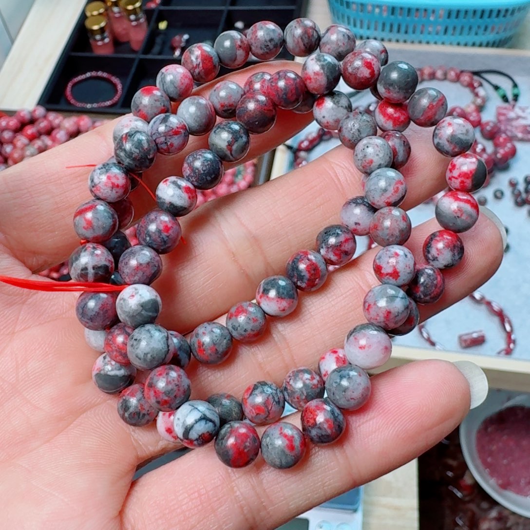 天然辰砂多圈卡7//40.8克