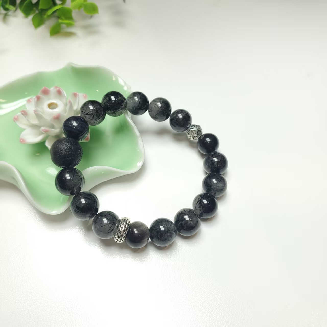 V187【赵小姐】时尚黑发晶＋黑曜石手链多样发其一