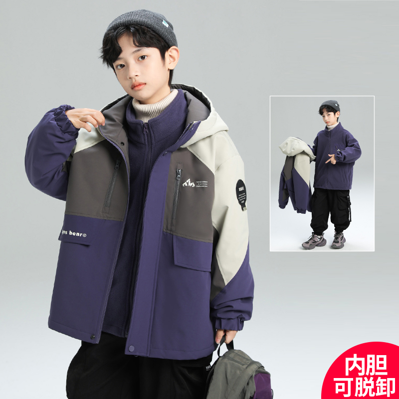 男童冬款2024新款冬季加厚外套中大童酷帅男孩冬装潮【QSX】CF148