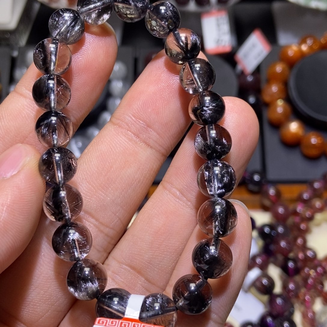 水晶手串未镶嵌黑银钛9