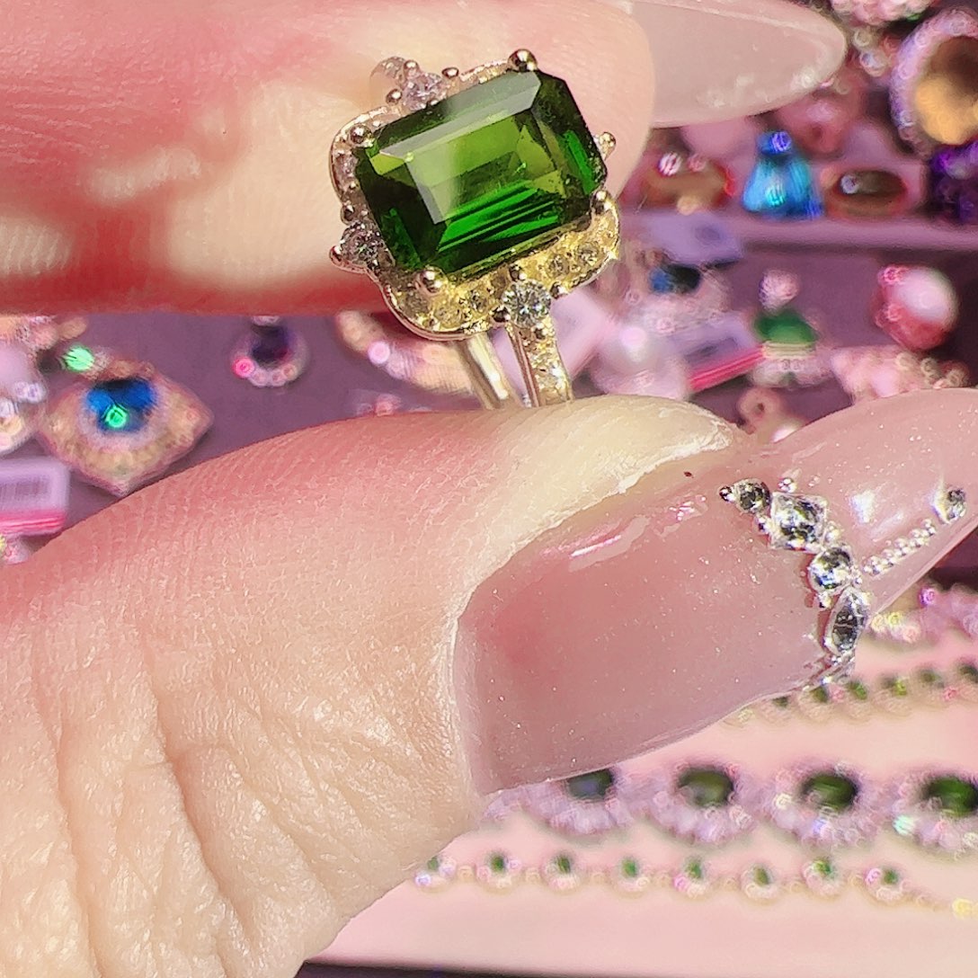 透辉石戒指银S925镶嵌