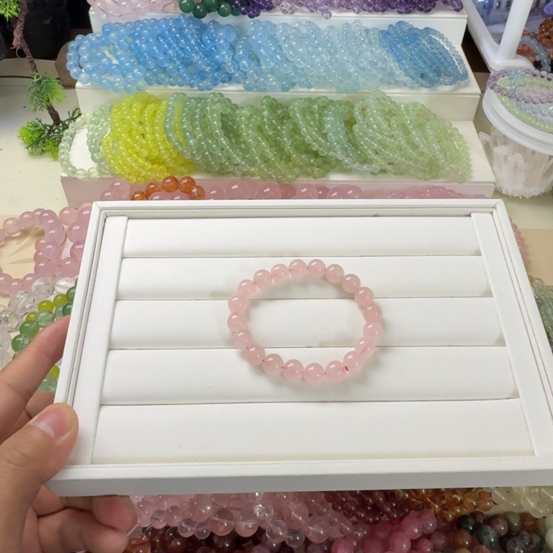 C***1未镶嵌水晶手串西柚粉9咪拍十次合一单