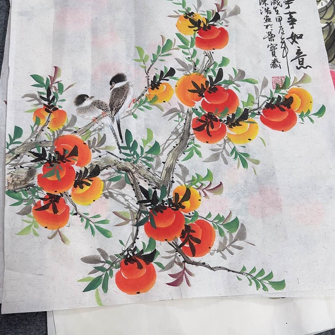 国画魏****厂尺寸50x50纯手绘作品 