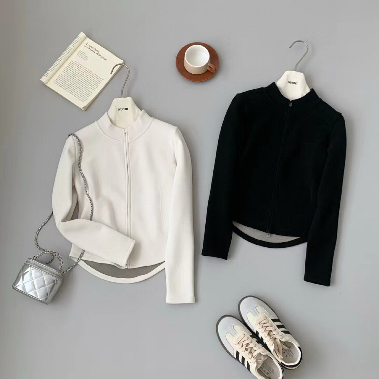 【石墨烯 小蛮腰】立领长袖卫衣外套女秋冬保暖双拉链开衫内搭上衣