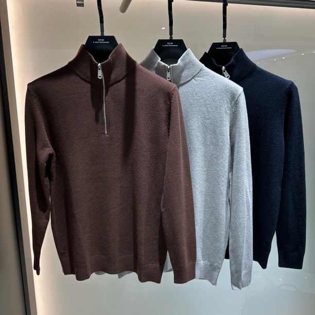 258058厚款美拉德可机洗保暖毛衣半拉链时尚上衣