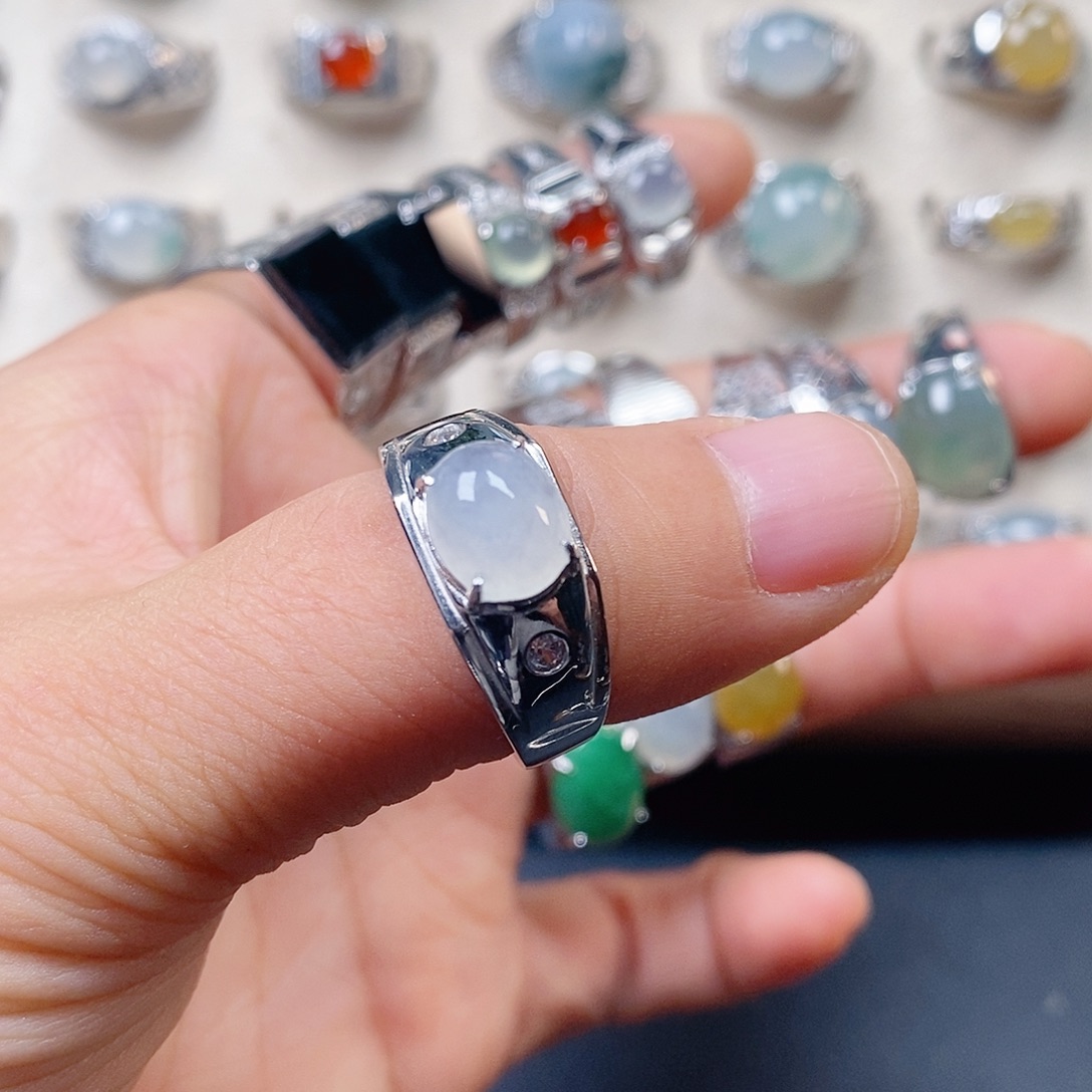 翡翠银S925镶嵌戒指