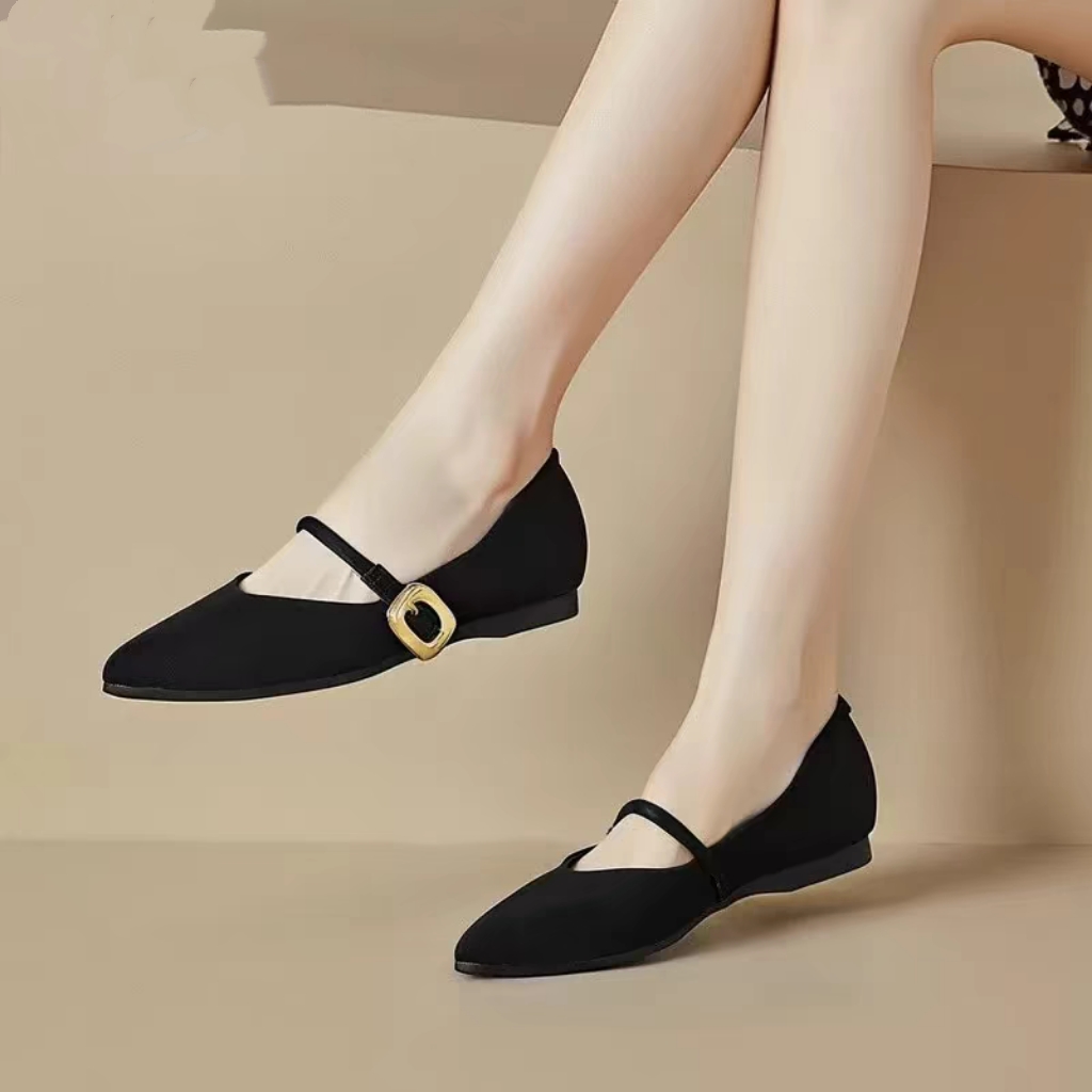 浅口2025秋季新款时尚优雅低跟尖头套脚甜美复古单鞋1275A