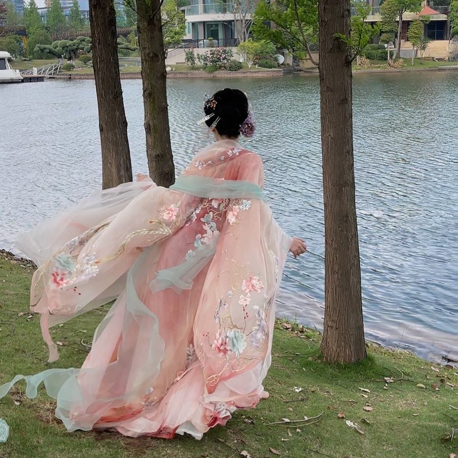 清欢纪汉服女夏季重工刺绣诃字裙大袖衫套装超仙中国风
