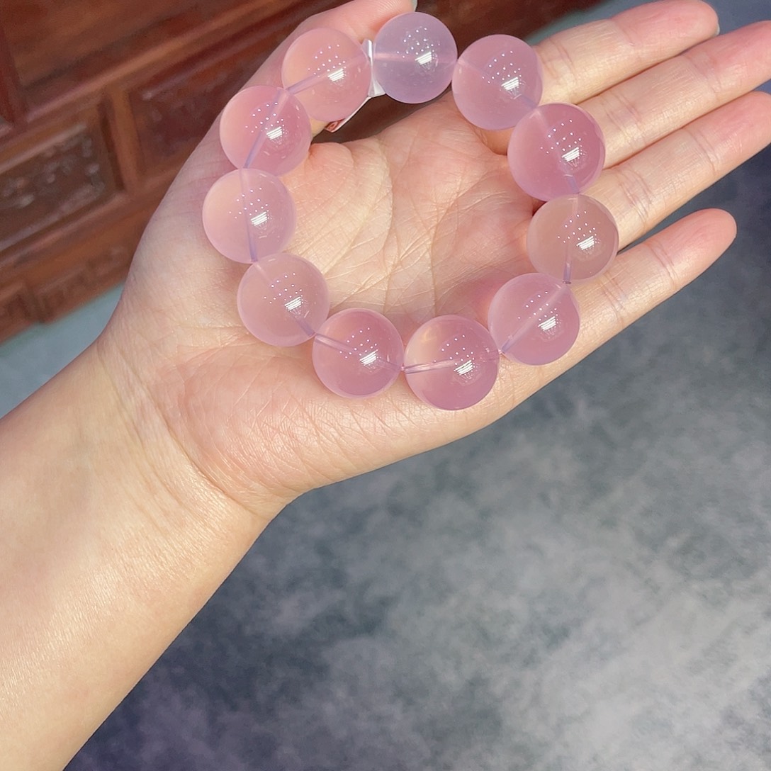 芙蓉石手链未镶嵌粉晶