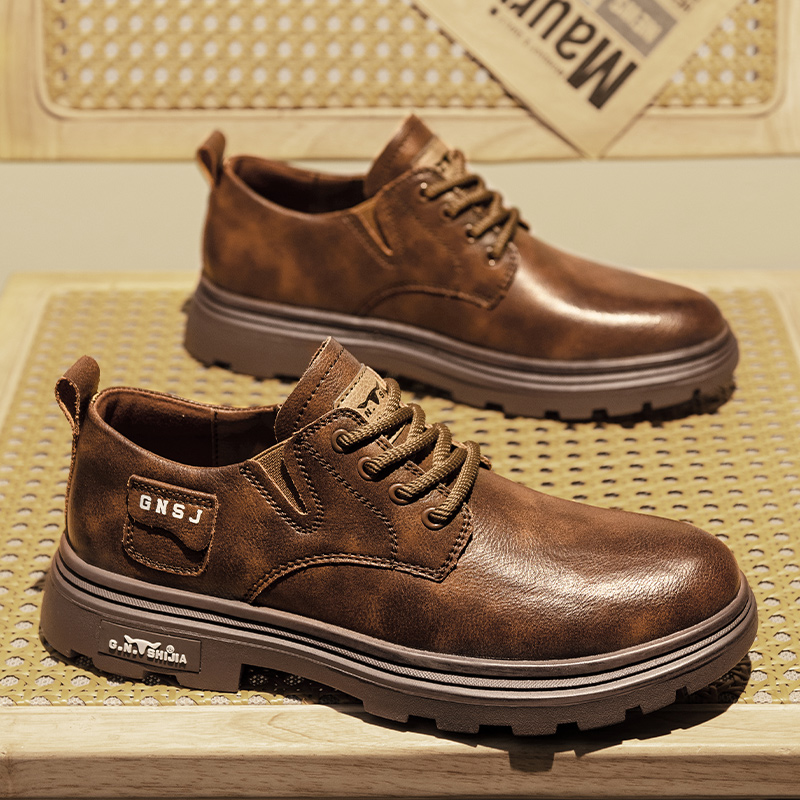 公牛世家男鞋新品厚底马丁靴男士复古英伦高帮工装靴时尚百搭