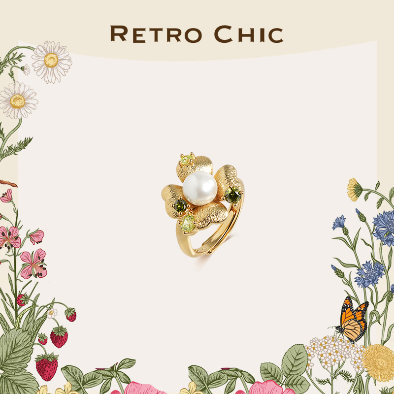 铜合金戒指 RC RETRO CHIC 意大利复古首饰 金色繁花戒指