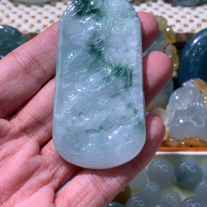 风***钟翡翠未镶嵌颈饰龙牌