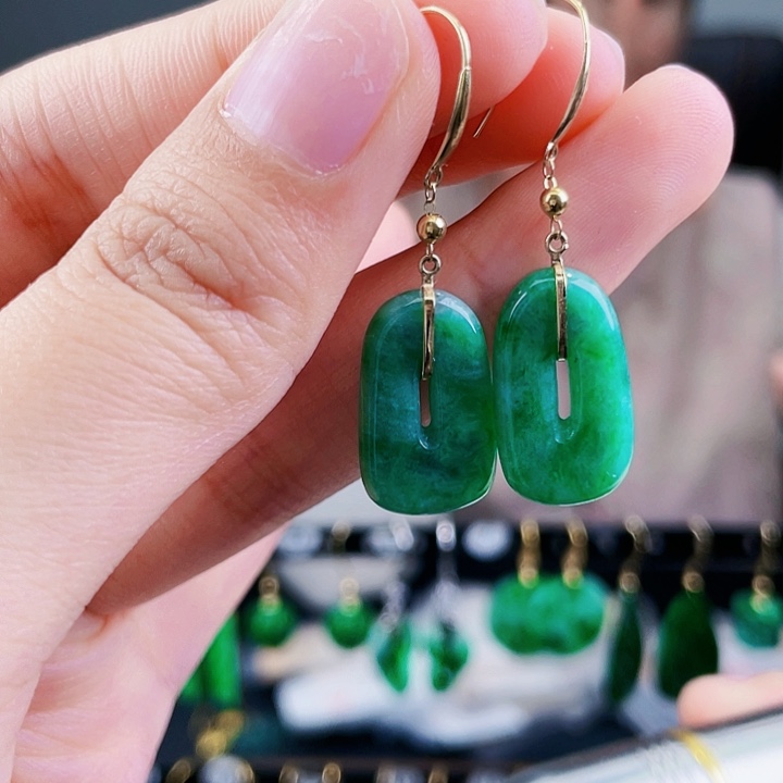 翡翠耳饰18K金镶嵌饰品