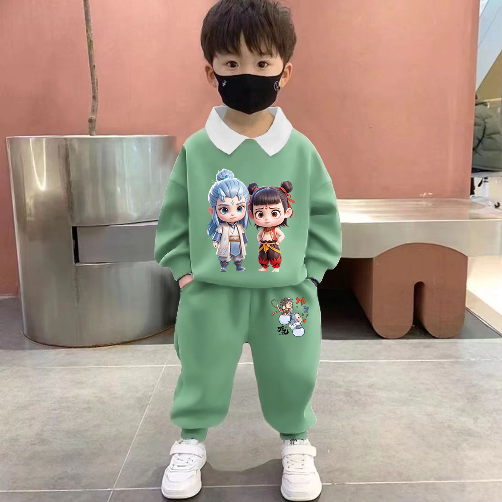 男女童新款秋装2025炸街潮服潮酷痞帅童装卫衣儿童春秋套装外出服