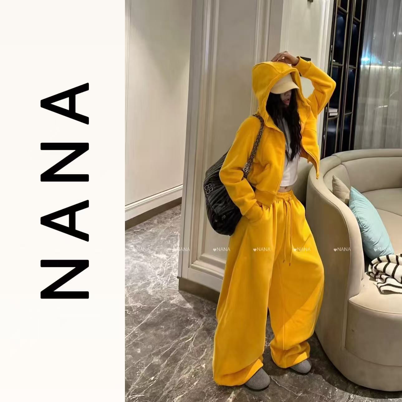 NANA STUDIO【套装加绒系列】双面绒加绒加厚休闲连帽套装26660