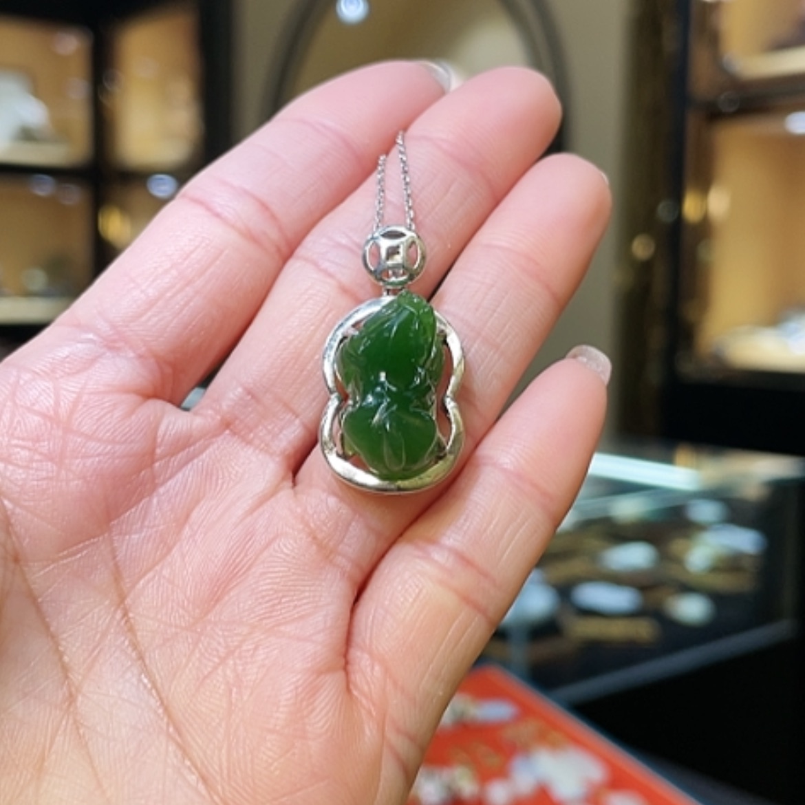 【闪购商品】和田玉颈饰银S925镶嵌貔貅