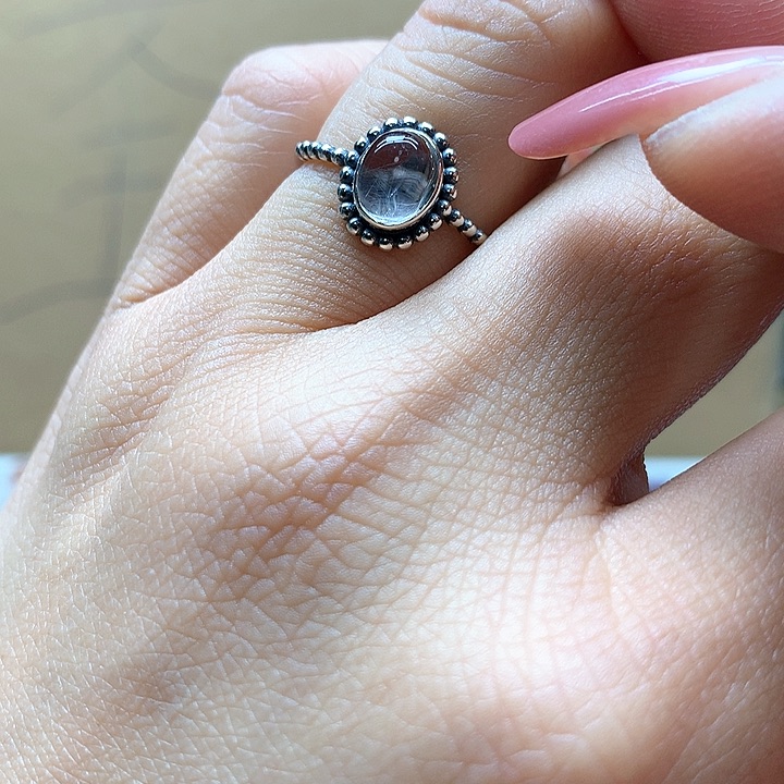 水晶水晶戒指银S925镶嵌