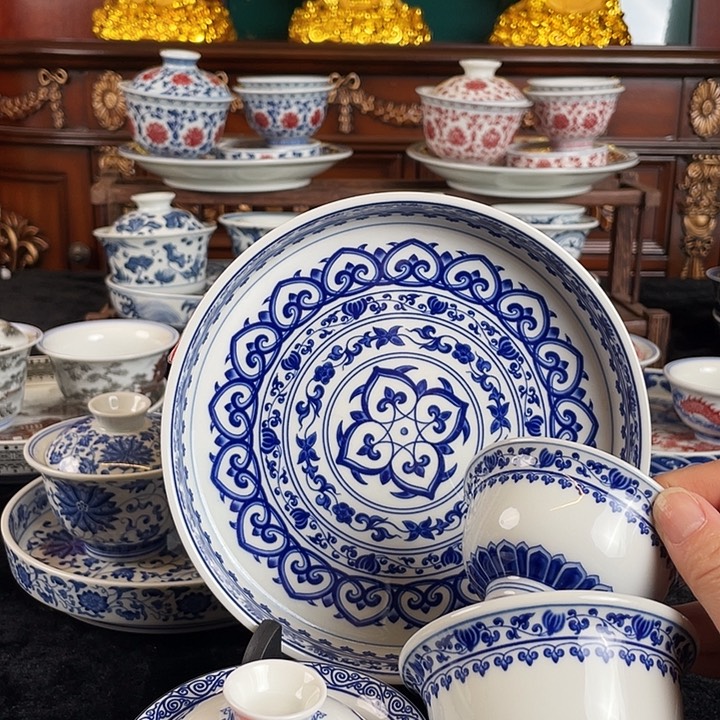 宝相花五件套茶具