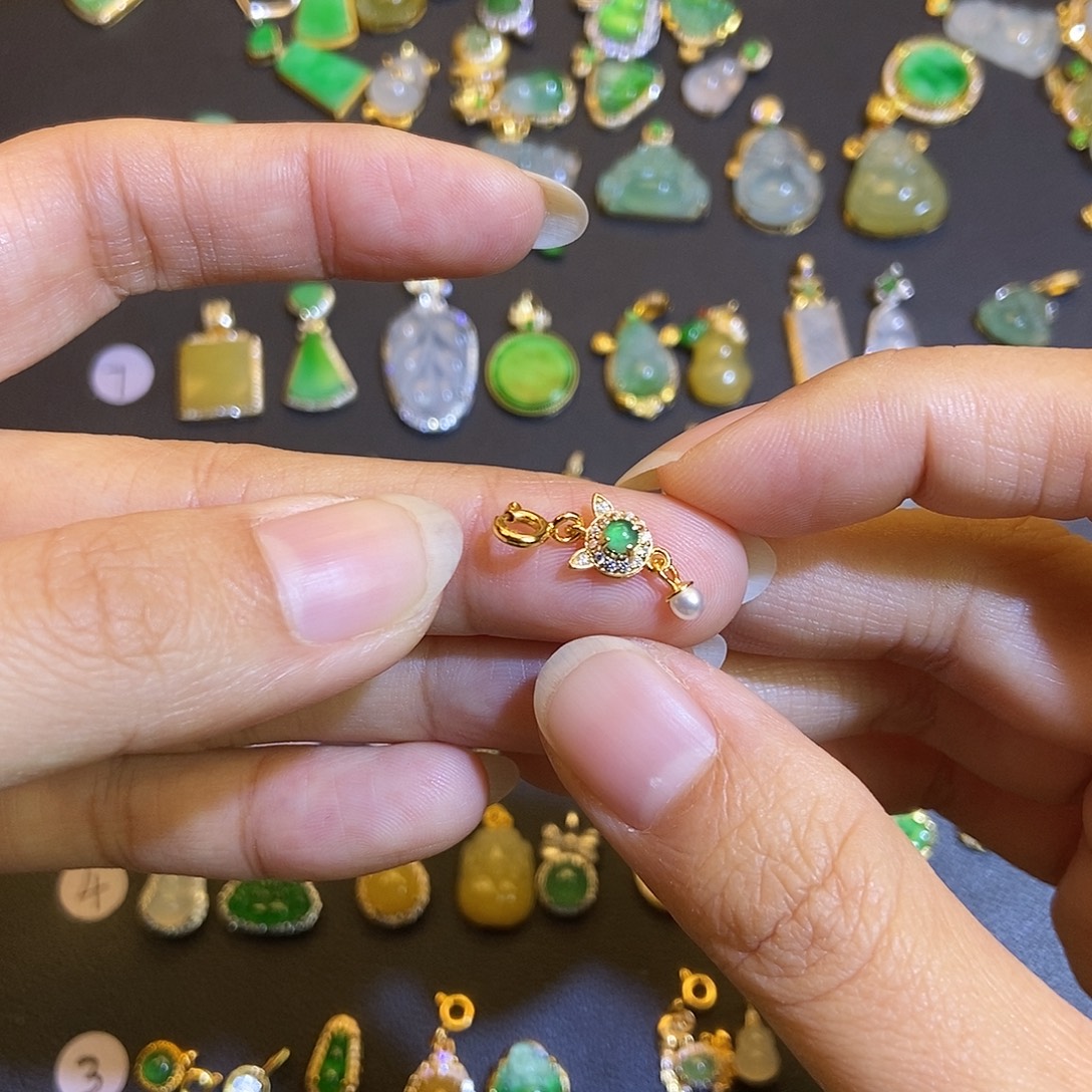 翡翠银S925镶嵌吊坠(不含链)