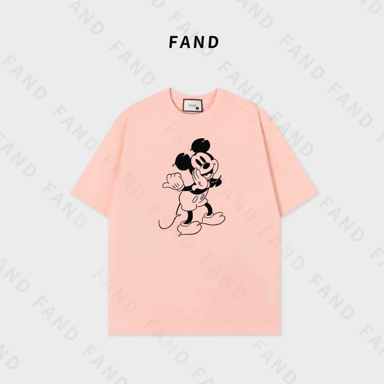 FAND品牌【联名米奇妮】2025新品夏季情侣装印花宽松圆领短袖T恤