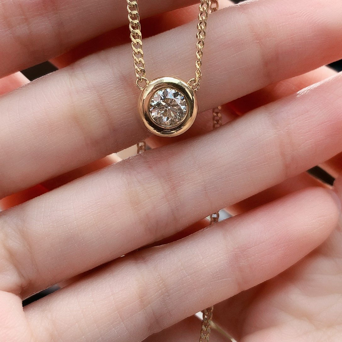 钻石颈饰18K金镶嵌18k金天然钻石七十分钻石项链