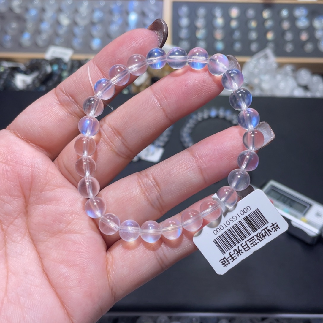 葵****未镶嵌手链长石蓝月光手链6.8mm