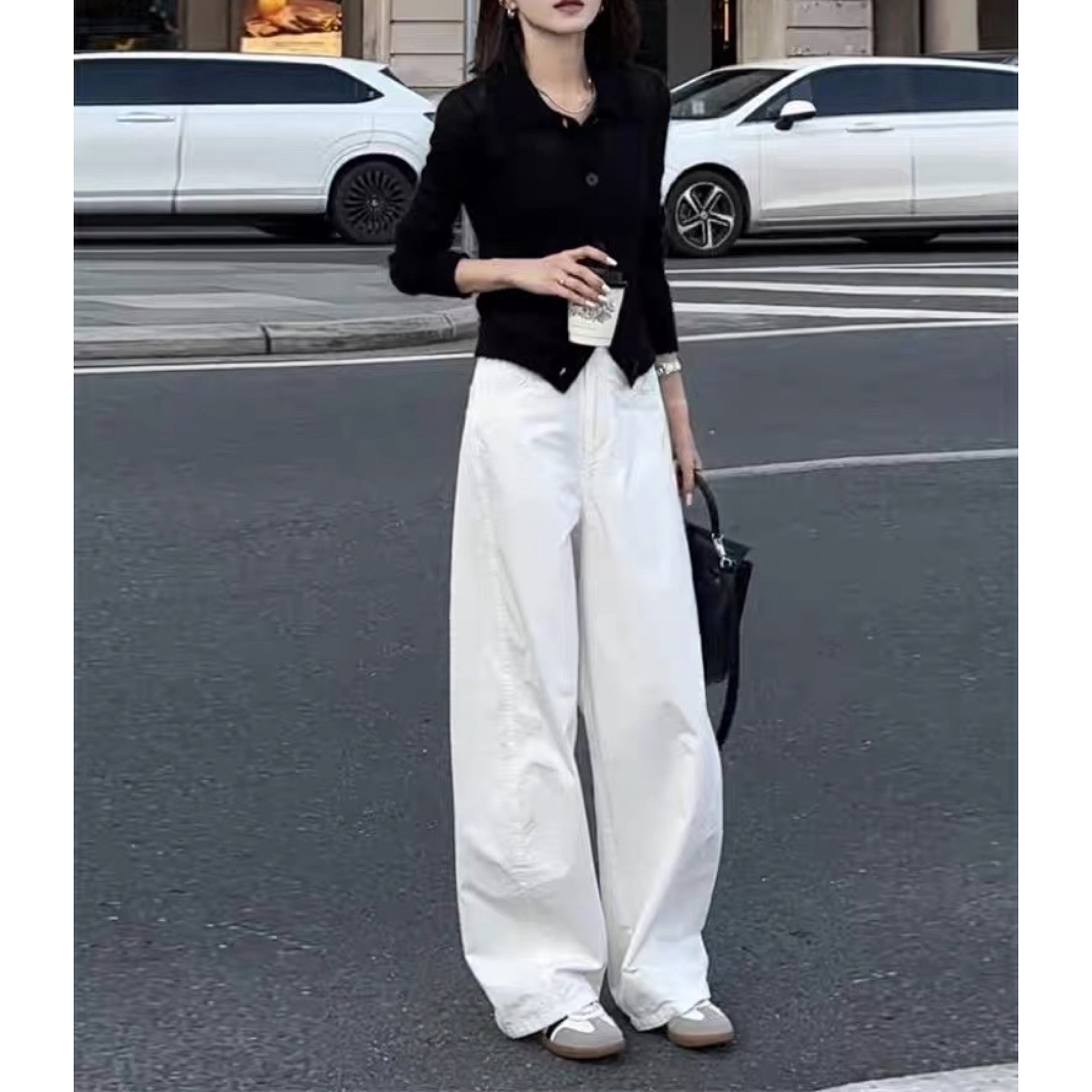 241【两件套】高级感简约百搭显瘦上衣针织+阔腿裤时尚套装（G25）