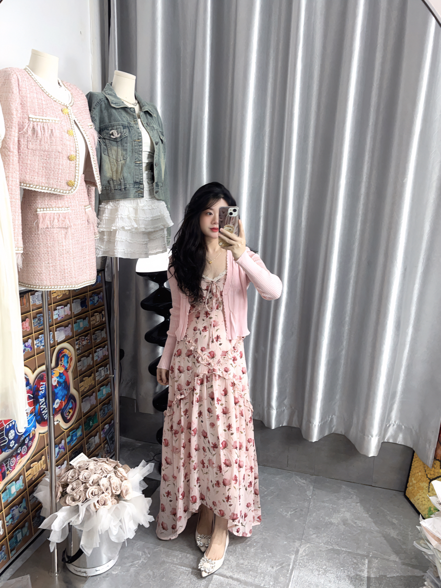 【虎妹推荐】小个子玫瑰吊带开衫连衣裙（两件套）