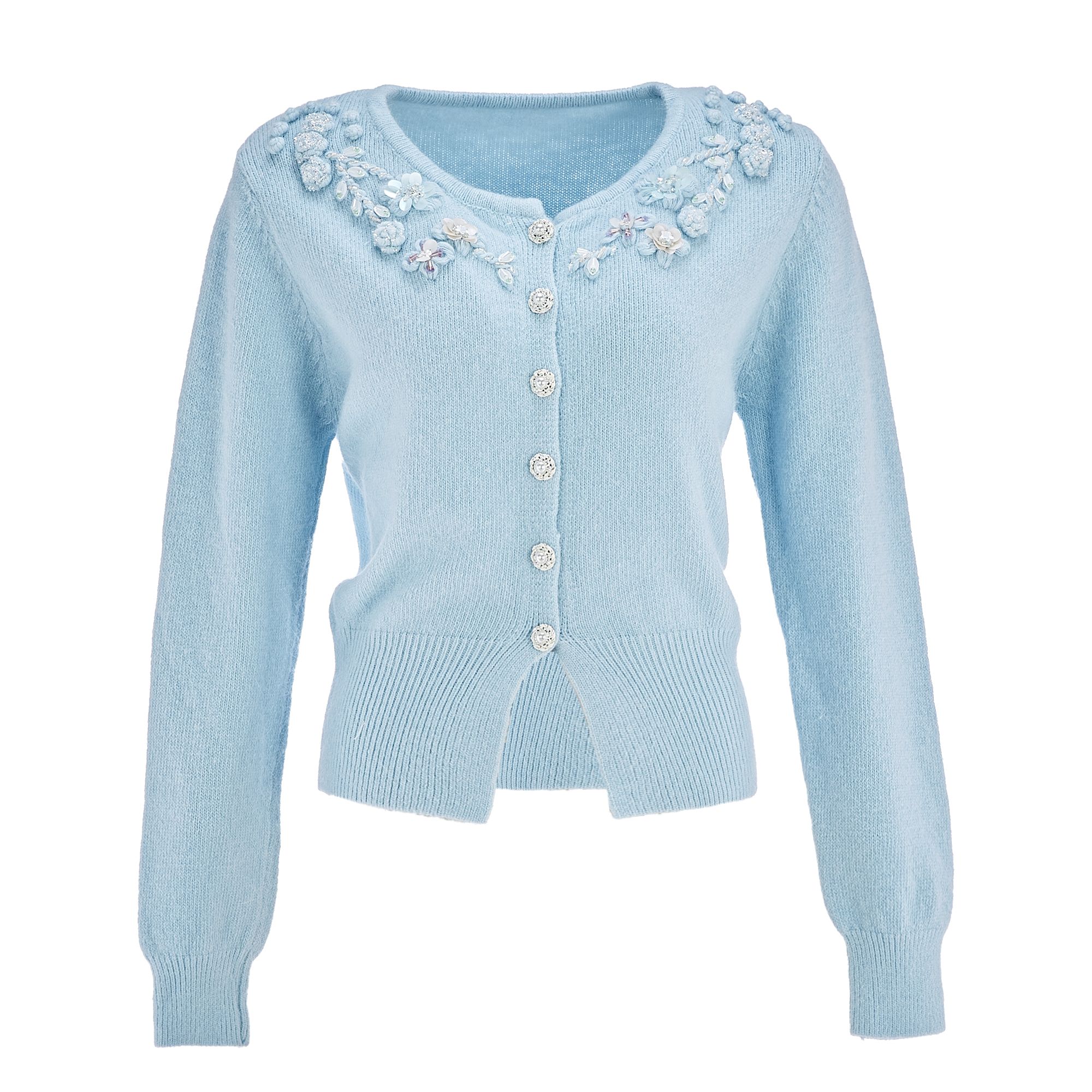 MeByMarieElie【漂碧千里】气质小众山茶针织刺绣毛衫EAF44E68855