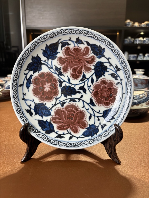 景德镇三顾堂缠枝牡丹花卉盖碗，杯子，壶承，盖置