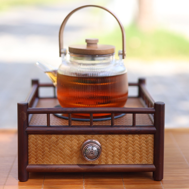 问秋复古茶具竹茶炉电陶炉茶炉家用茶道竹制茶台煮茶器围炉煮茶