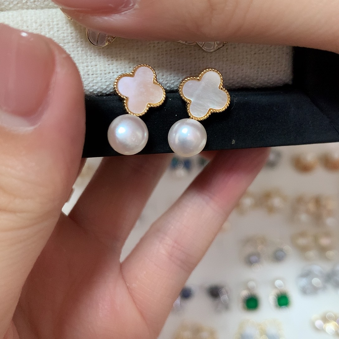 淡水珍珠耳饰合金