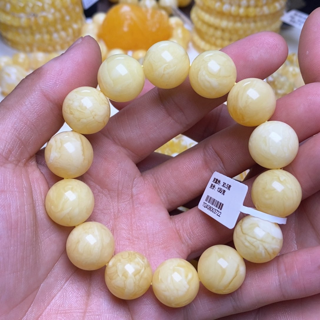 【闪购商品】蜜蜡裸石未镶嵌15+圆珠手串