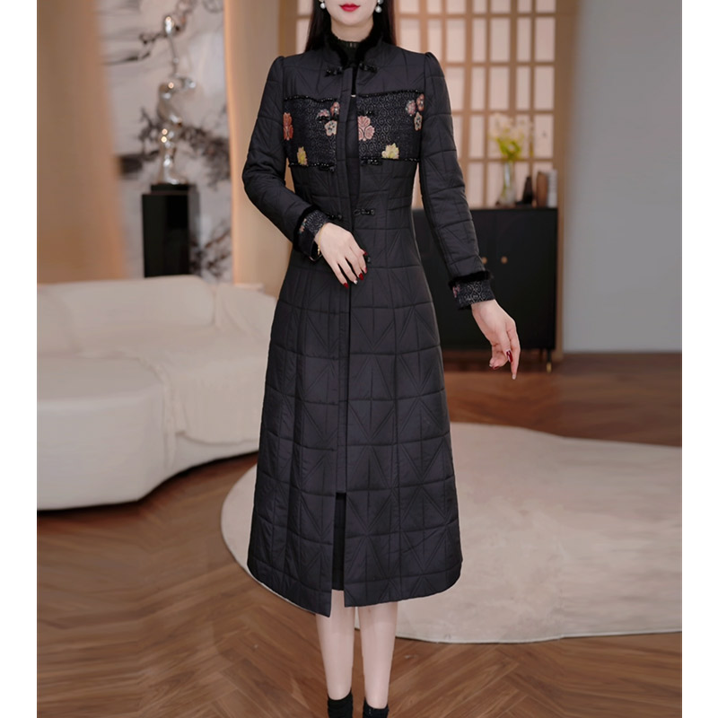 DBF-25B428NX 新款两件套气质轻奢夹棉加厚中长款连衣裙 M-5XL