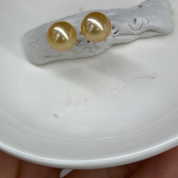 银S925镶嵌耳饰海水珍珠9-10