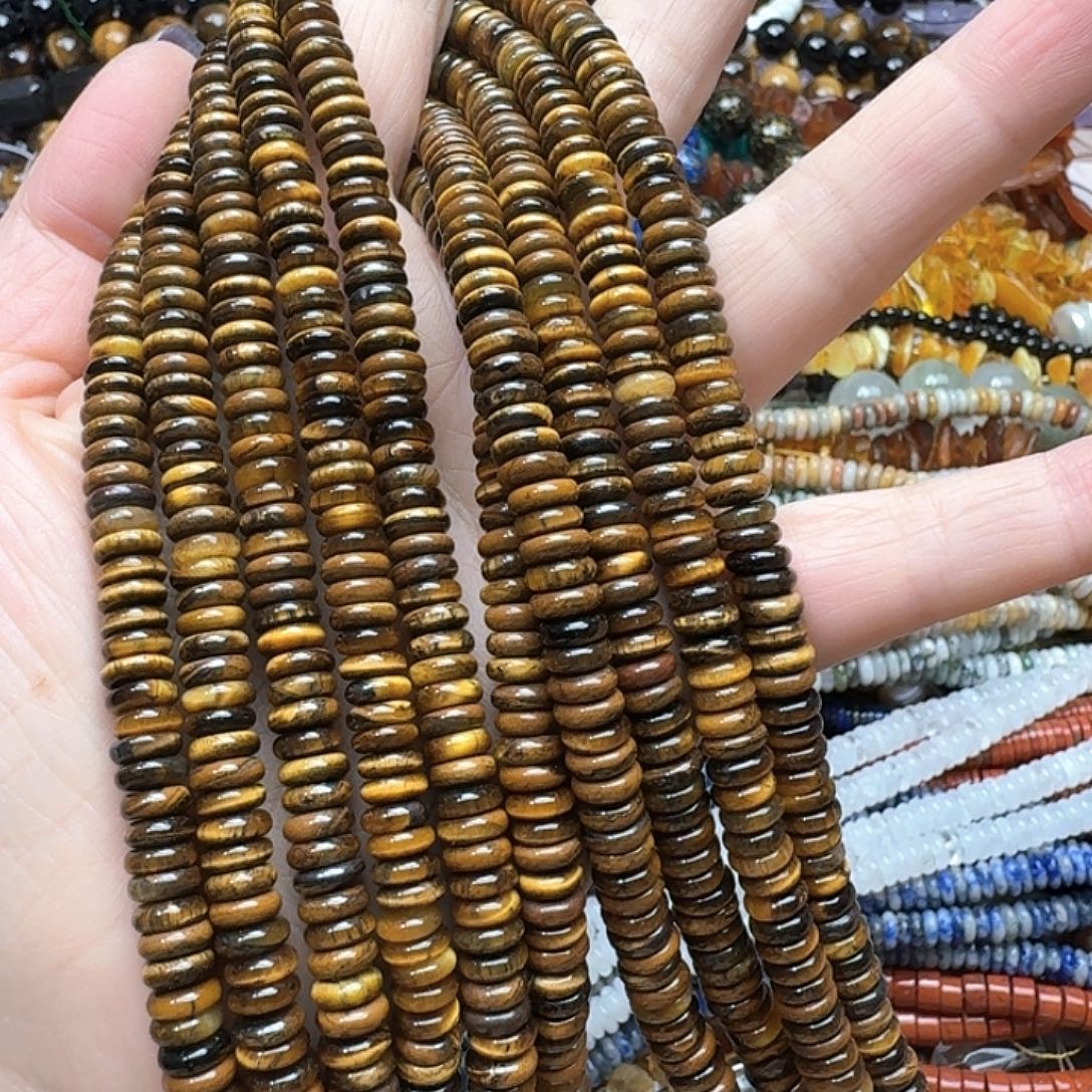 玛瑙/玉髓未镶嵌珠宝半成品一条6m黄虎隔片