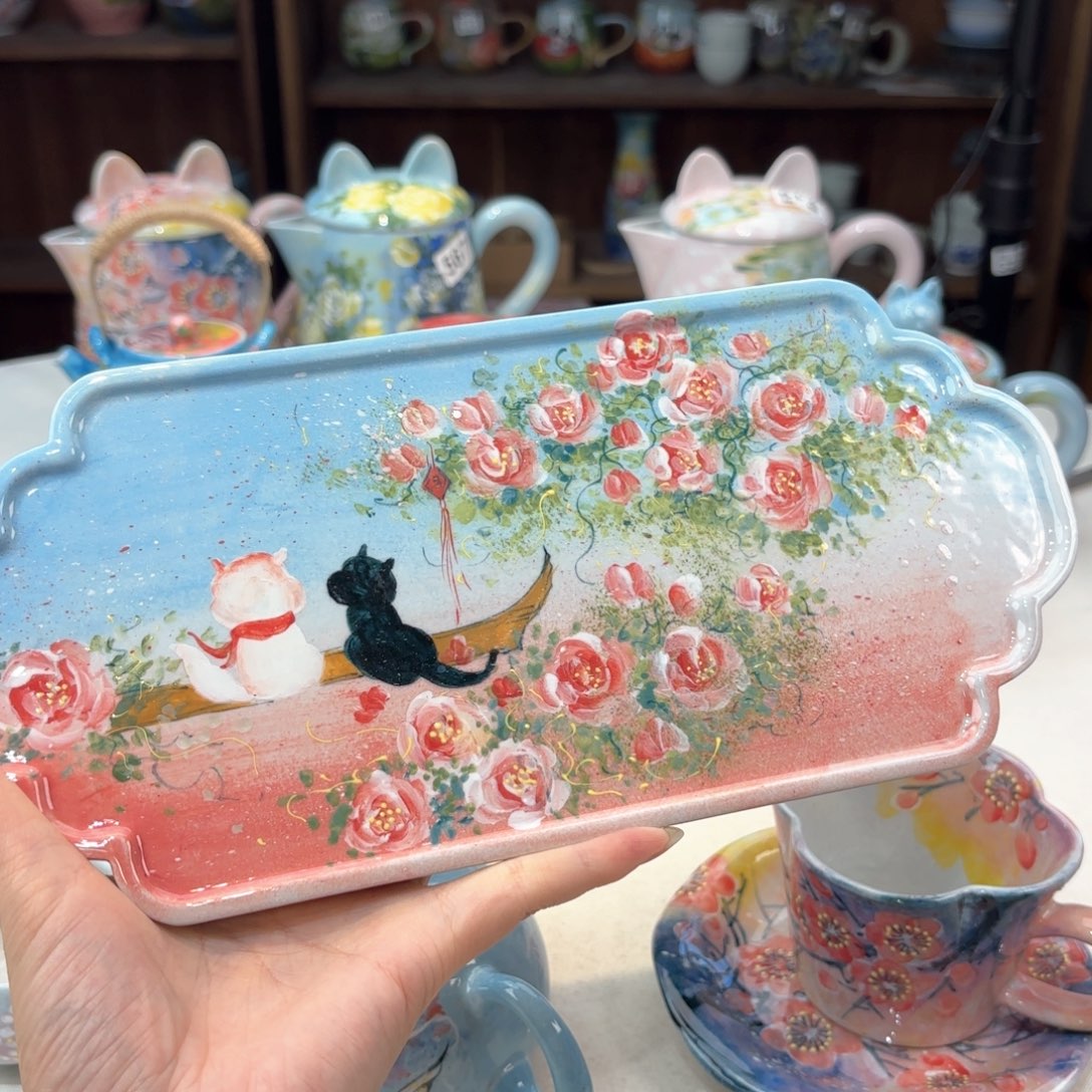 景德镇手绘高温釉下彩陶瓷茶具