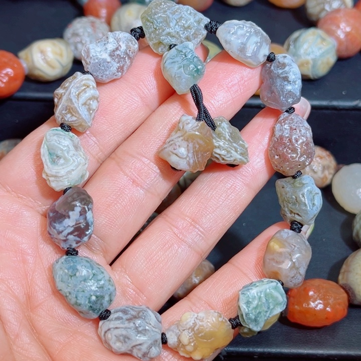 玛瑙/玉髓手链银S925镀金镶嵌