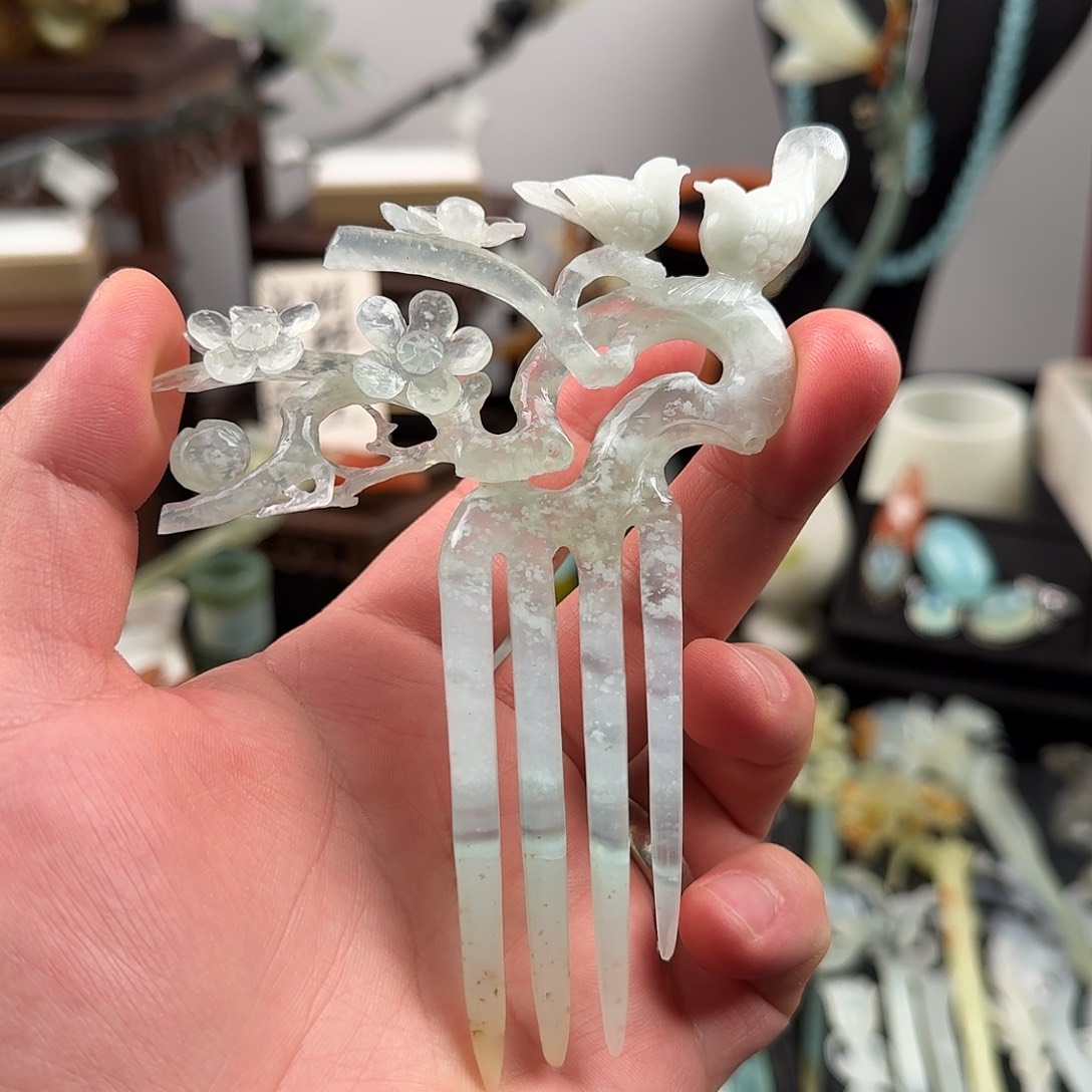 蛇纹石玉未镶嵌发饰