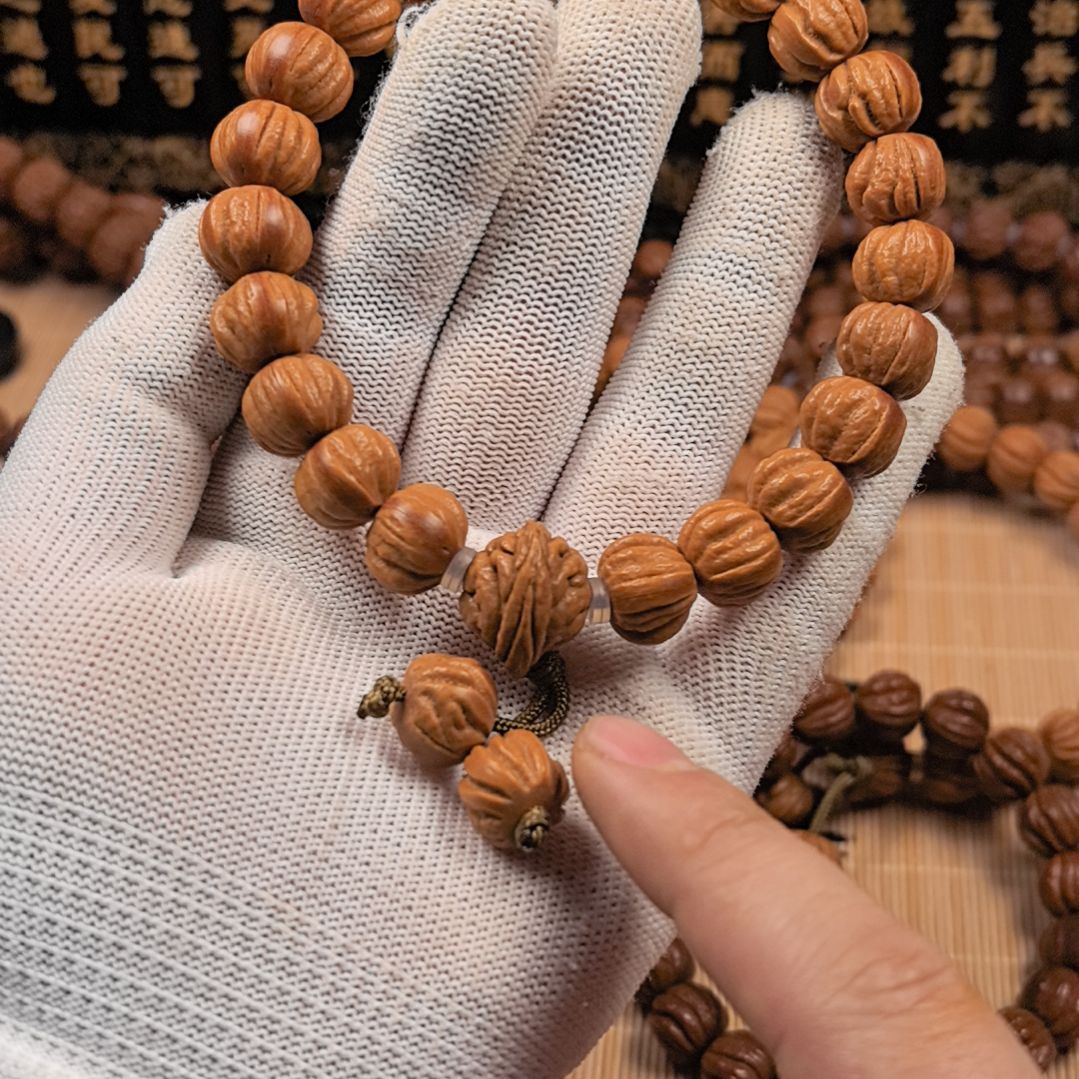 桃核吊坠京八棱手持