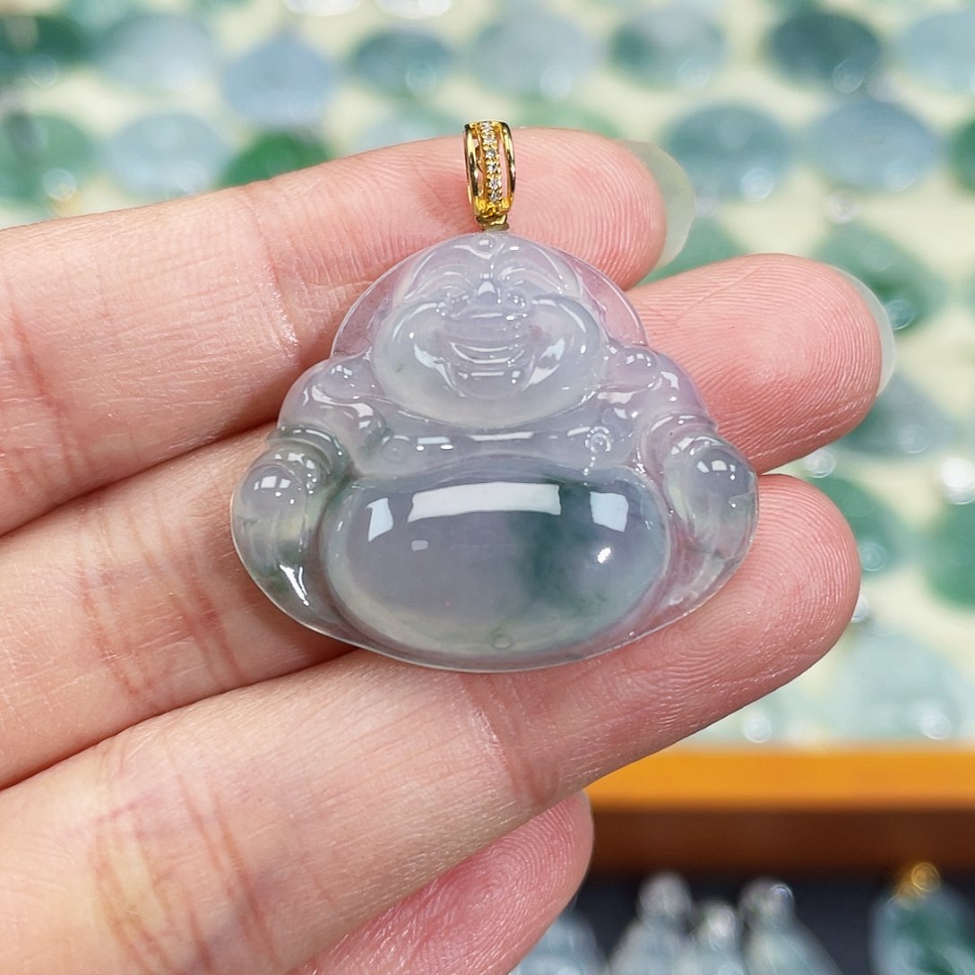 翡翠颈饰18K金镶嵌吊坠