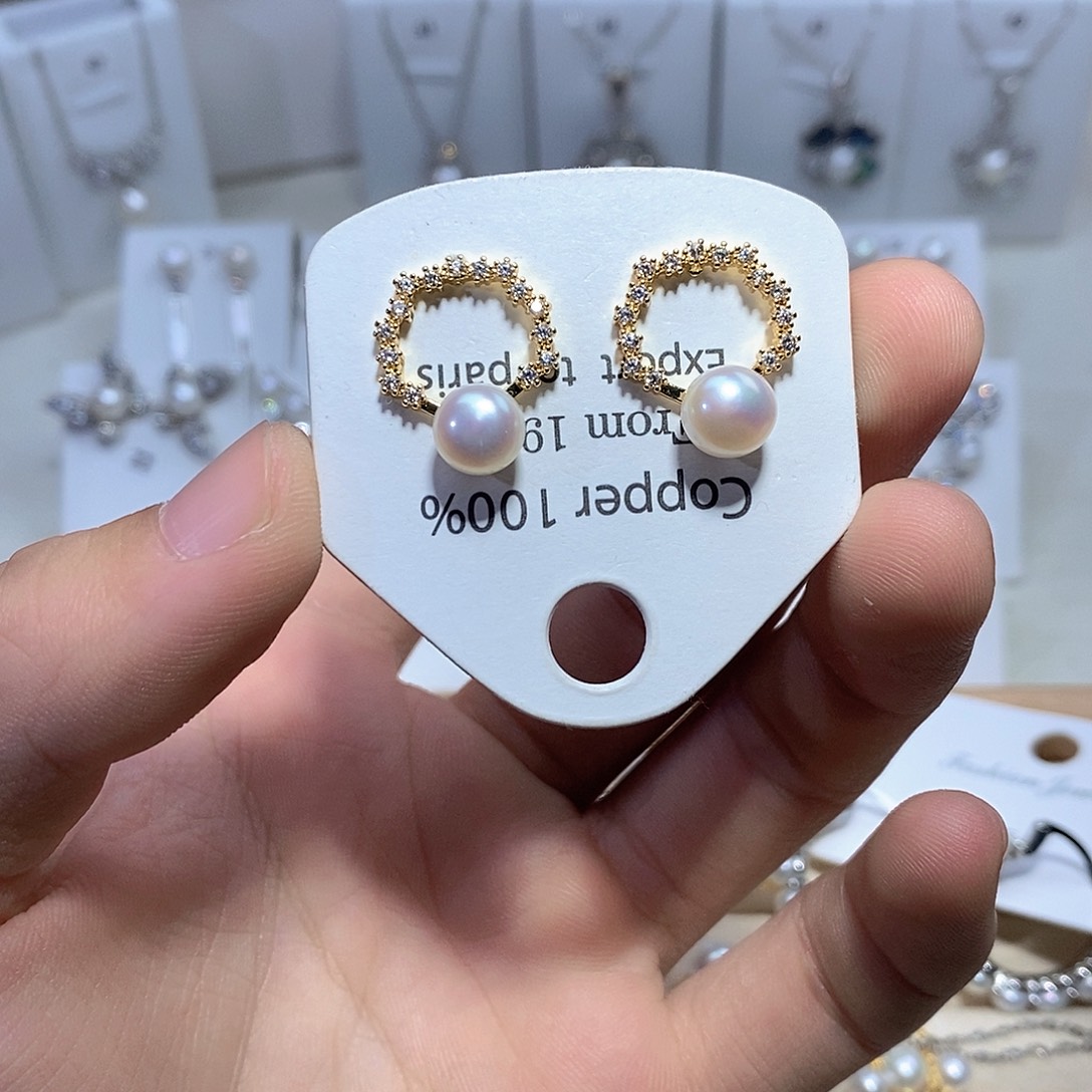 耳坠淡水珍珠银S925镶嵌