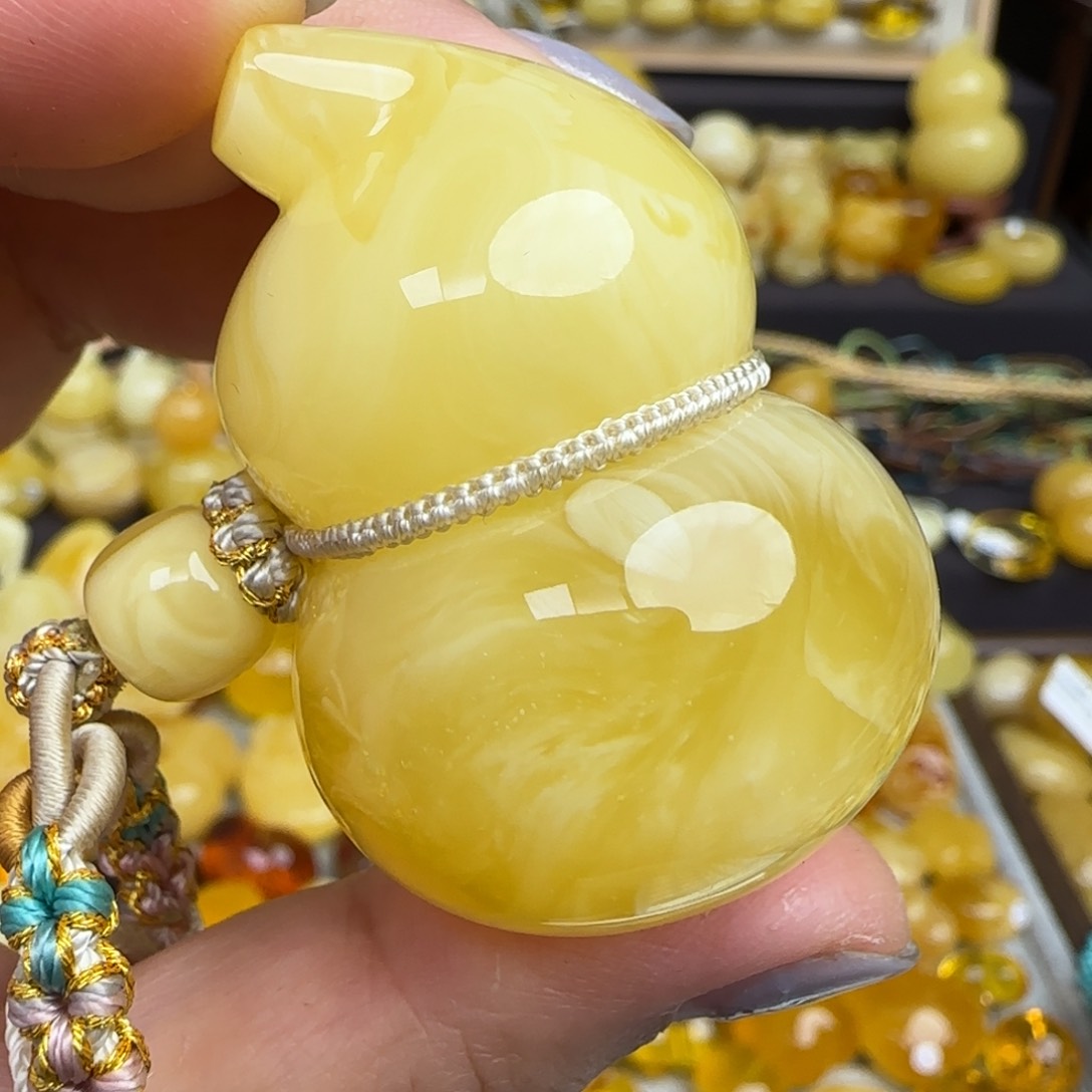 未镶嵌套链琥珀天然溶洞妖花蜜蜡葫芦吊坠