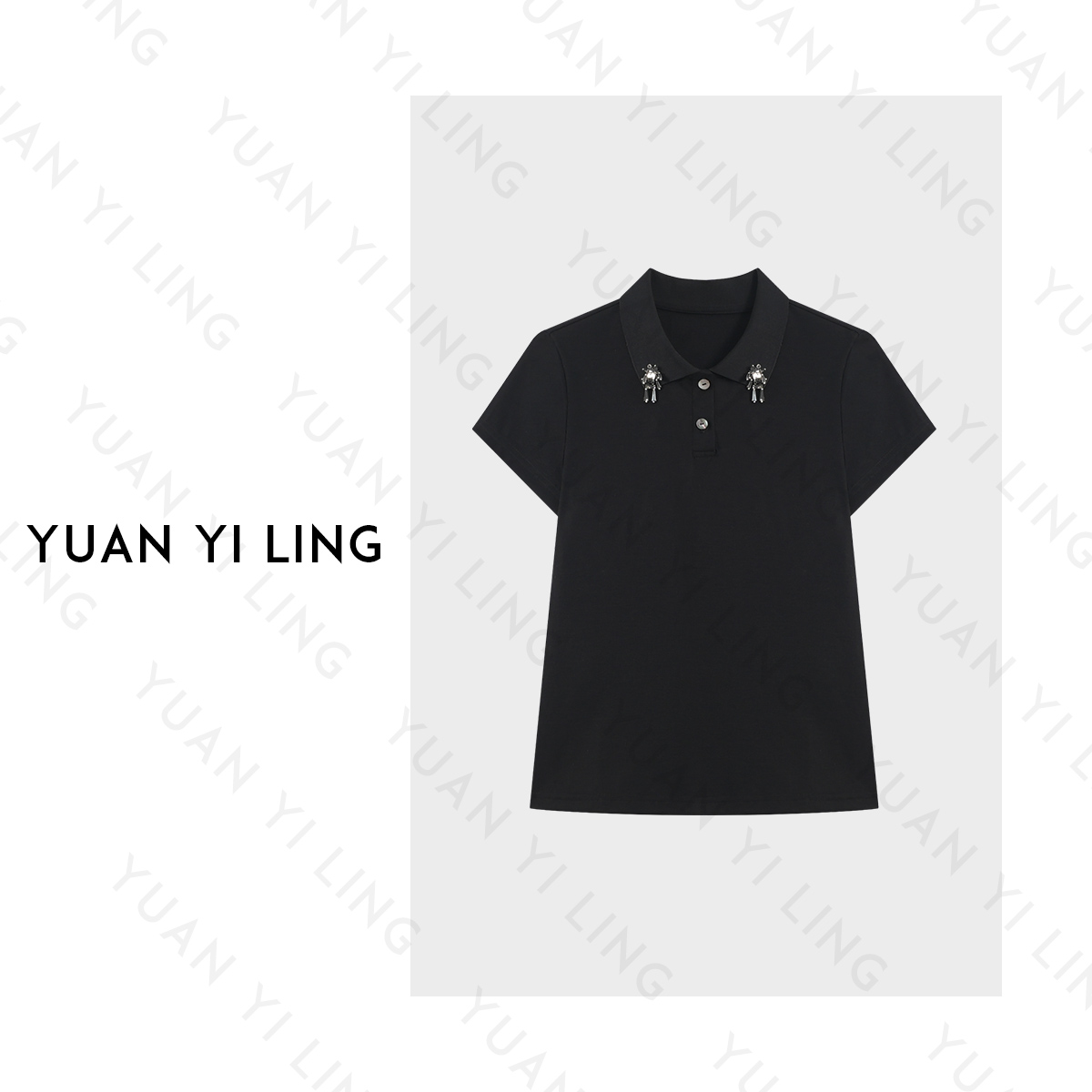 袁艺灵【夏日派对】25 春夏上新天丝料纯手工钉花弹力显瘦T恤