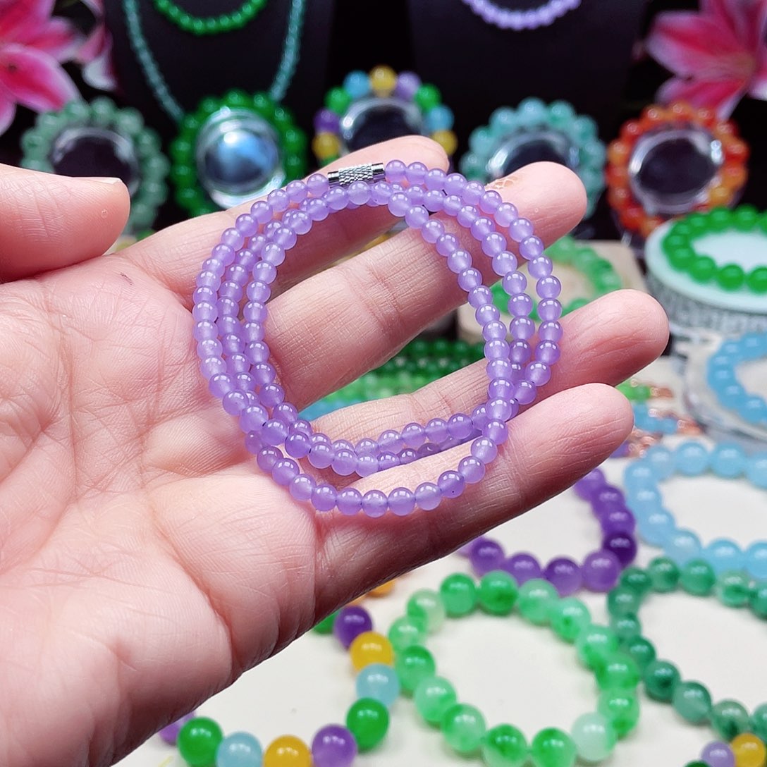 翡翠未镶嵌颈饰卡4.5翡翠珠链男女款04